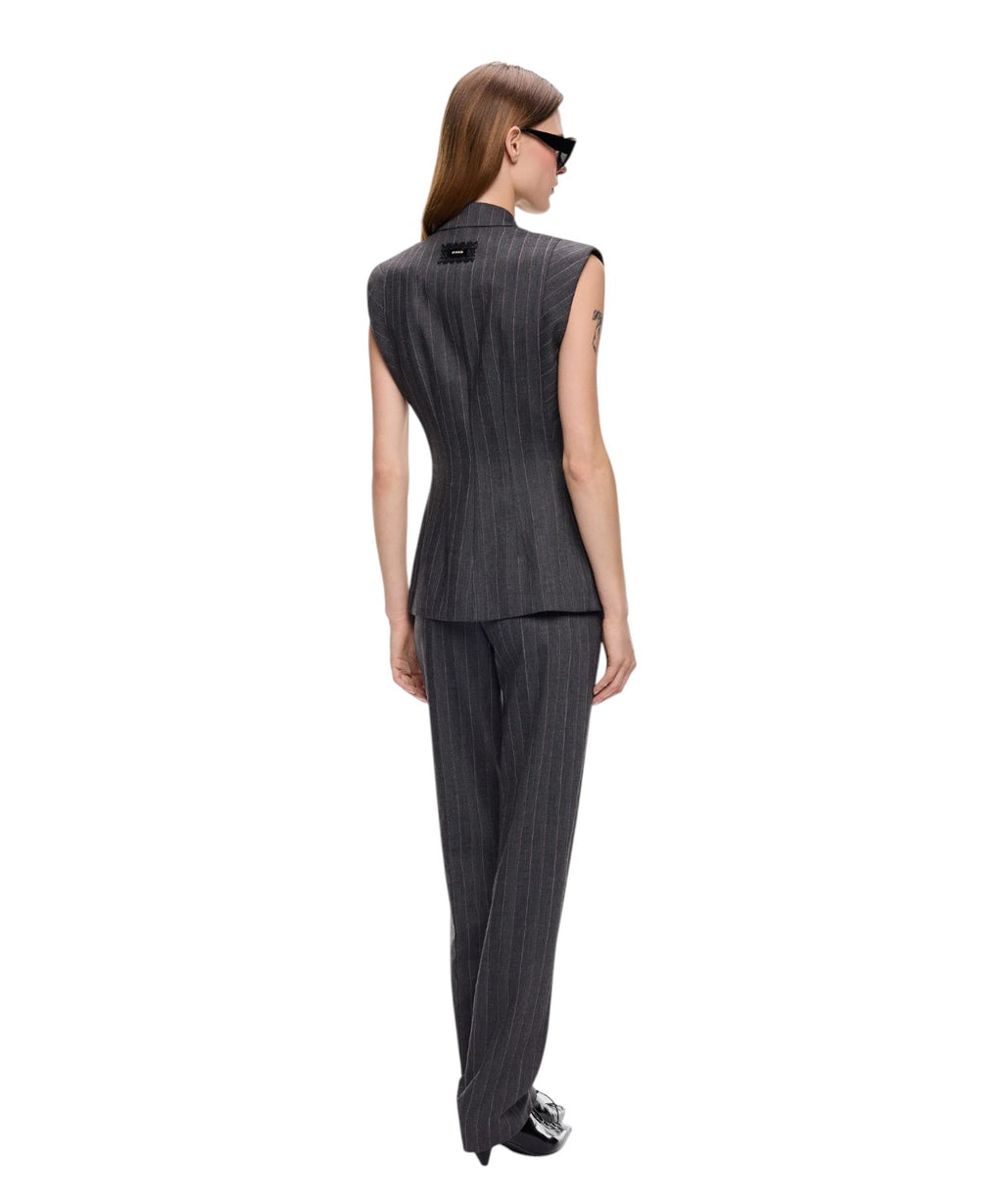 Gilet Donna Gessato Misto Lana Stretch Pinko
