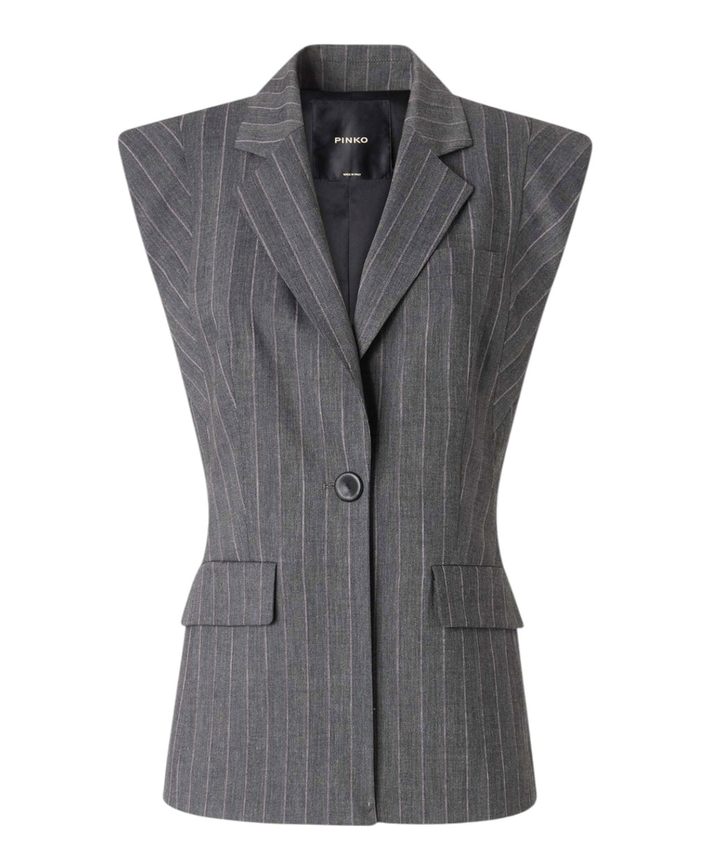Gilet Donna Gessato Misto Lana Stretch Pinko