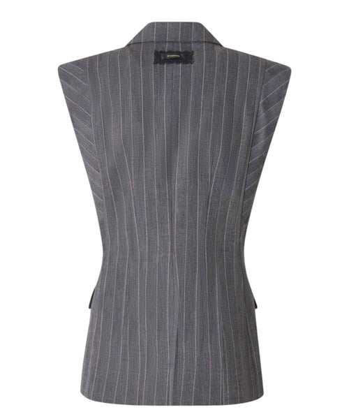 Gilet Donna Gessato Misto Lana Stretch Pinko