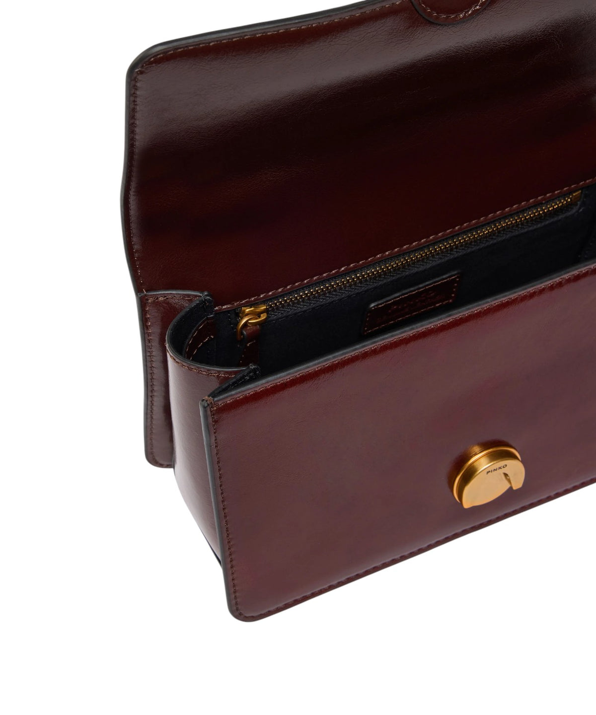 Pinko Mini Love Bag One Light i blankt læder med dobbelt skulderrem