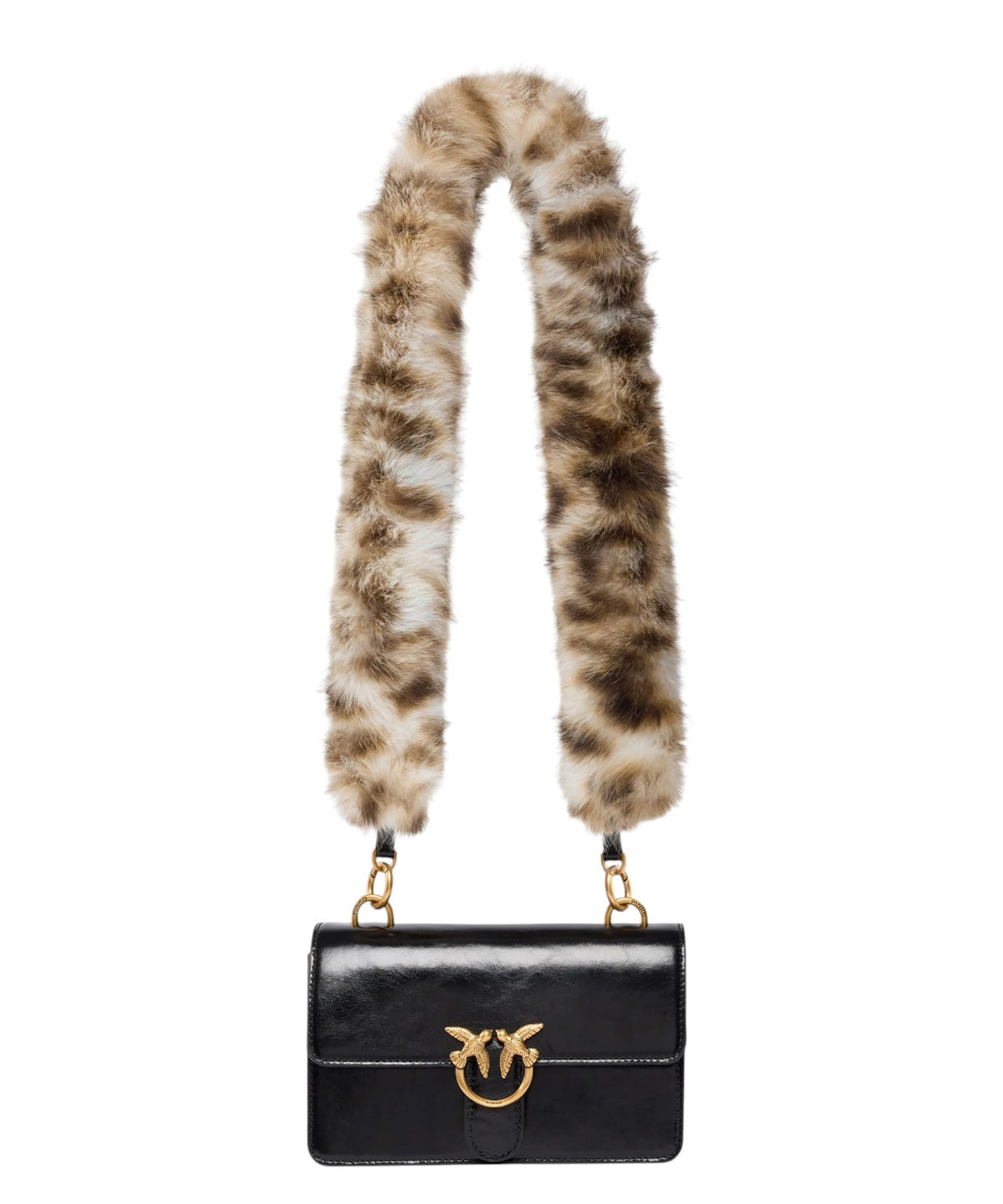 Mini kabelka Love Bag One Light Pinko z lesklé kůže s dvojitým popruhem