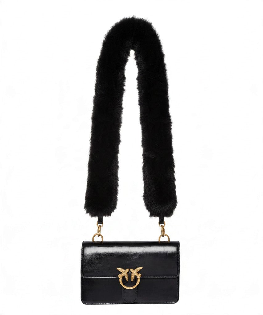 Pinko Mini Love Bag One Light od sjajne kože s dvostrukim remenom