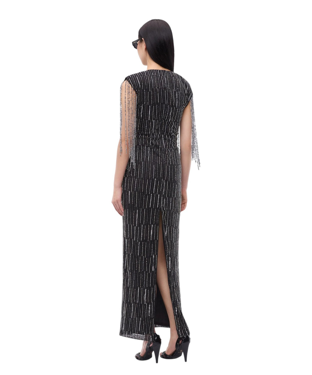 Abito Lungo Pinko Alfa con Strass Ricamati in Tulle