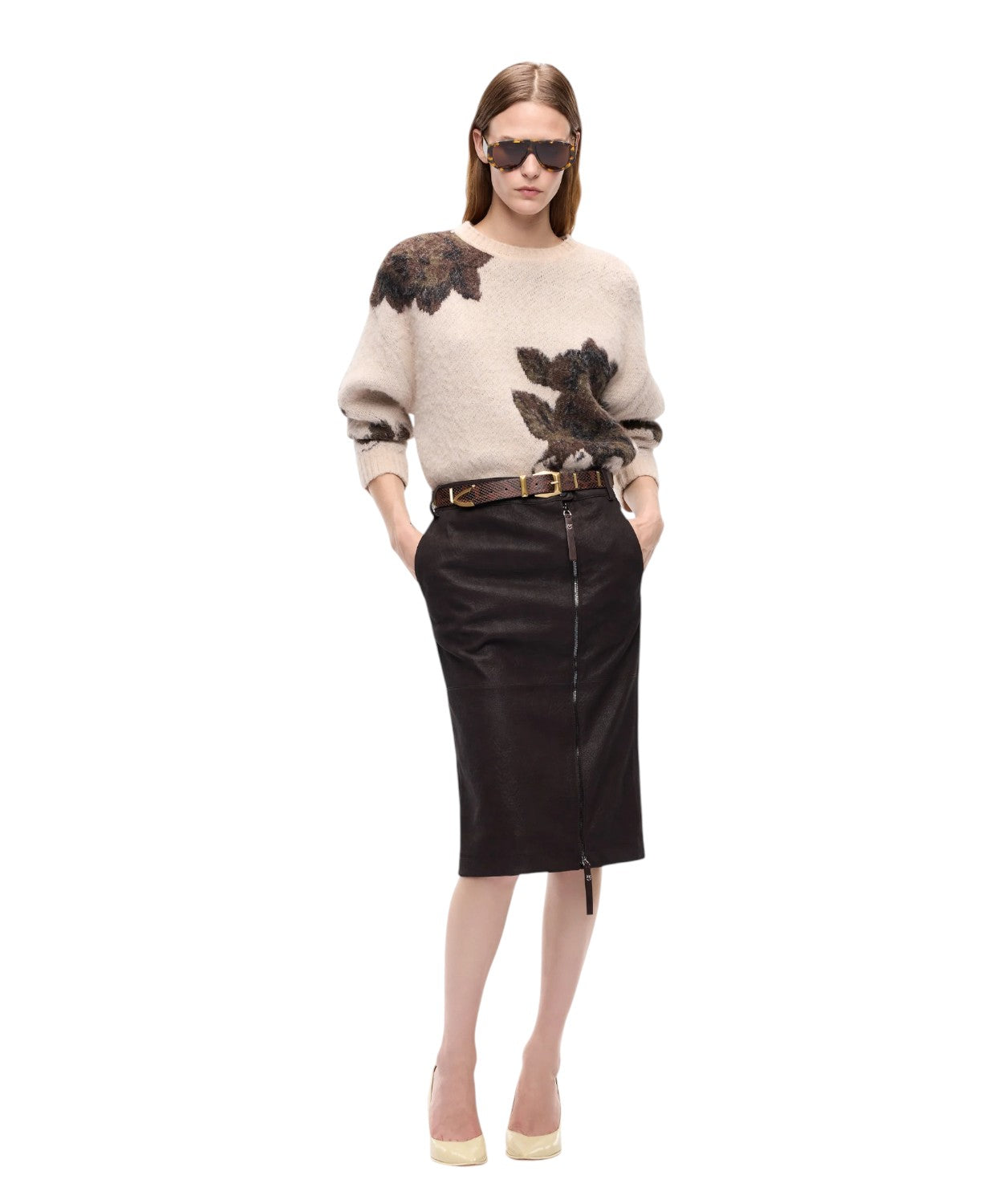 Gonna Pencil Donna Effetto Pelle Nabuk di Pinko