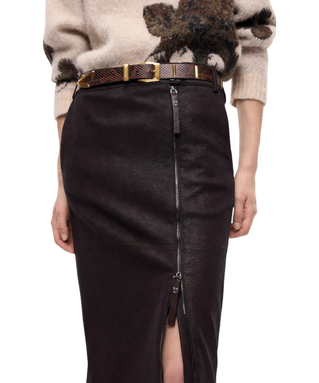 Gonna Pencil Donna Effetto Pelle Nabuk di Pinko