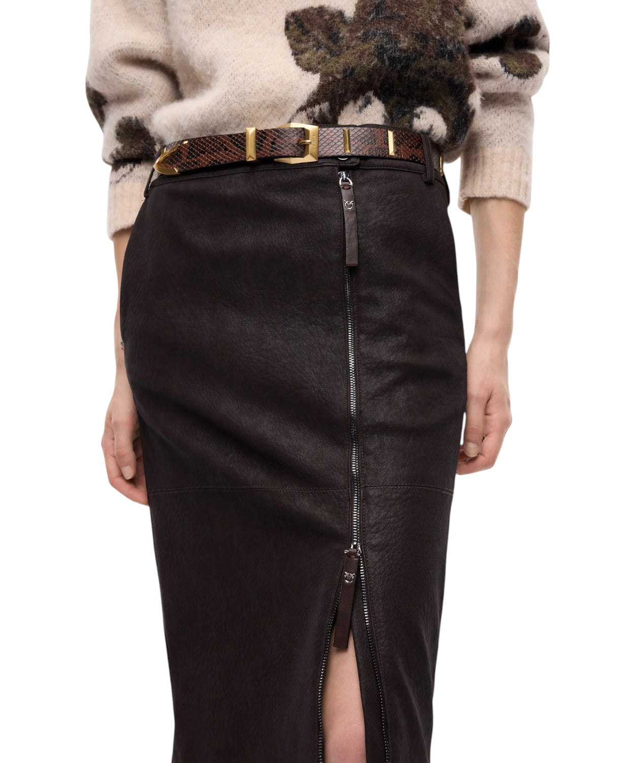 Gonna Pencil Donna Effetto Pelle Nabuk di Pinko