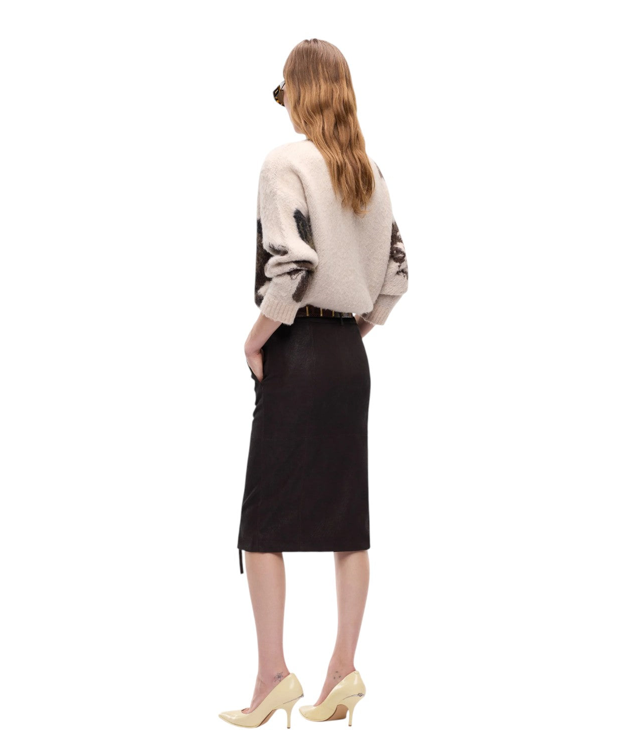 Gonna Pencil Donna Effetto Pelle Nabuk di Pinko