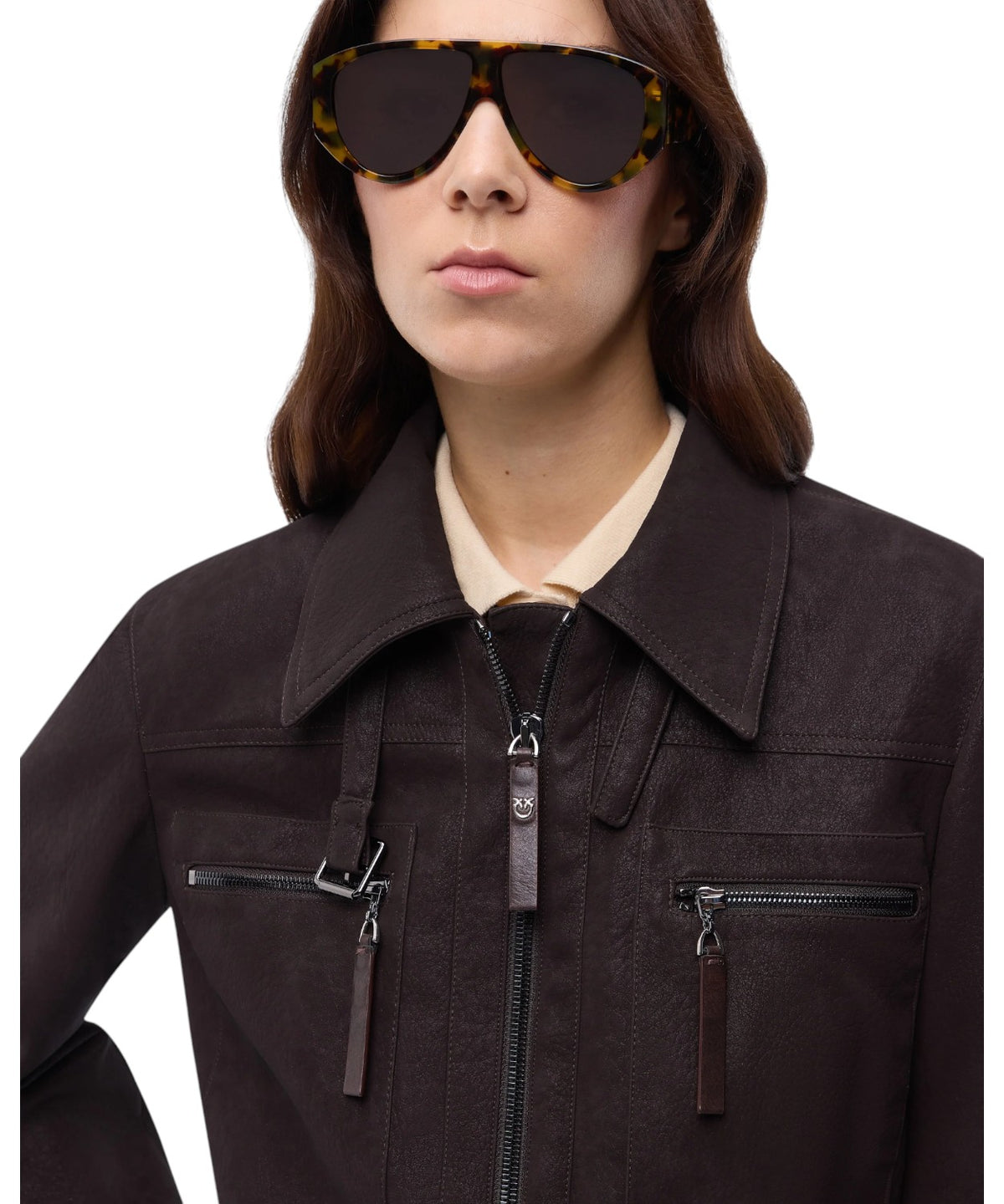 Giubbino Cropped Pelle Nabuk PINKO