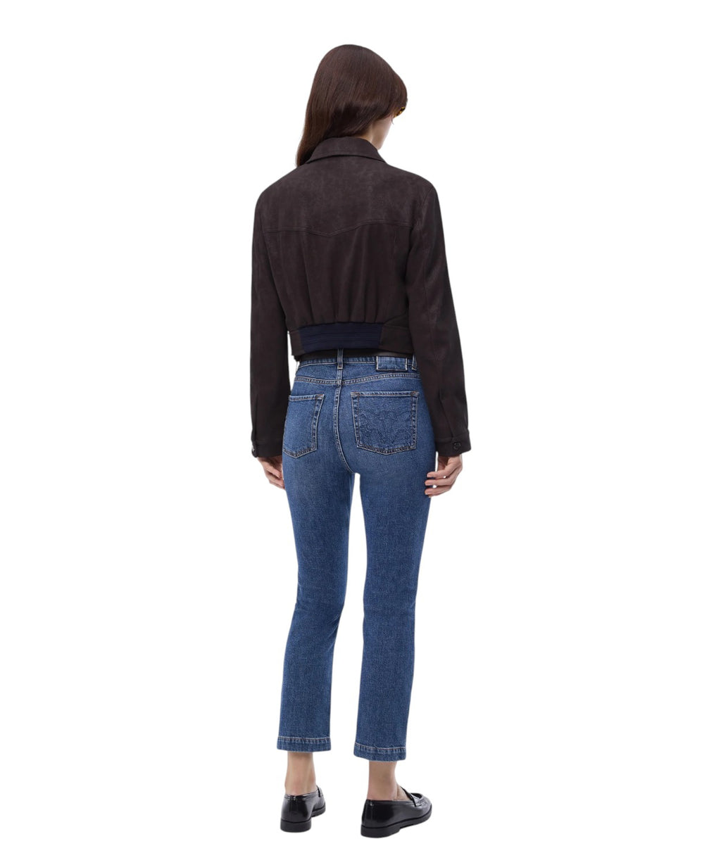 Giubbino Cropped Pelle Nabuk PINKO