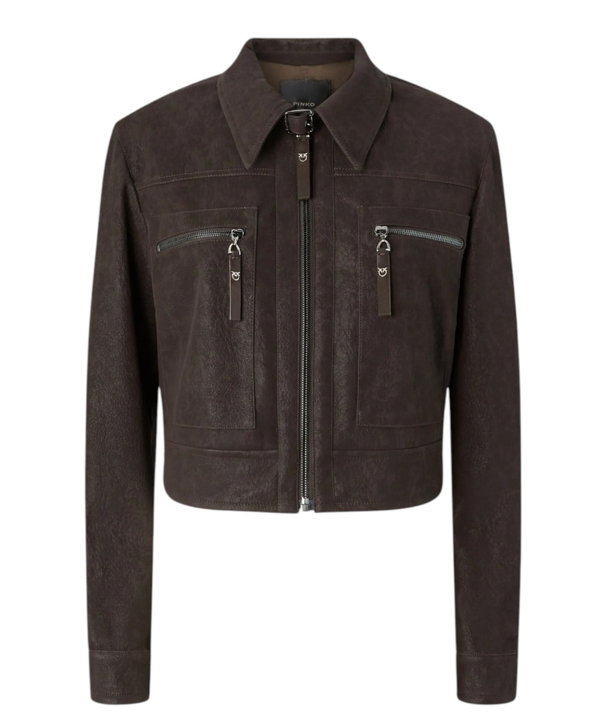 Giubbino Cropped Pelle Nabuk PINKO