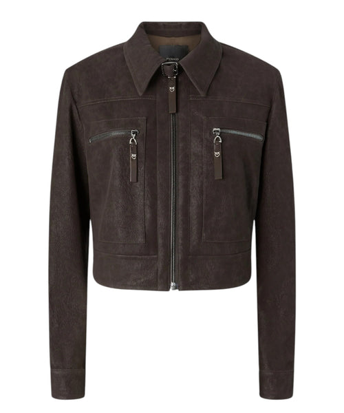 Giubbino Cropped Pelle Nabuk PINKO