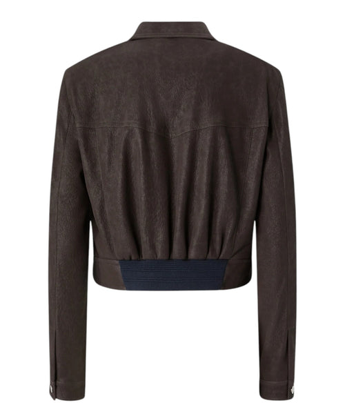 Giubbino Cropped Pelle Nabuk PINKO