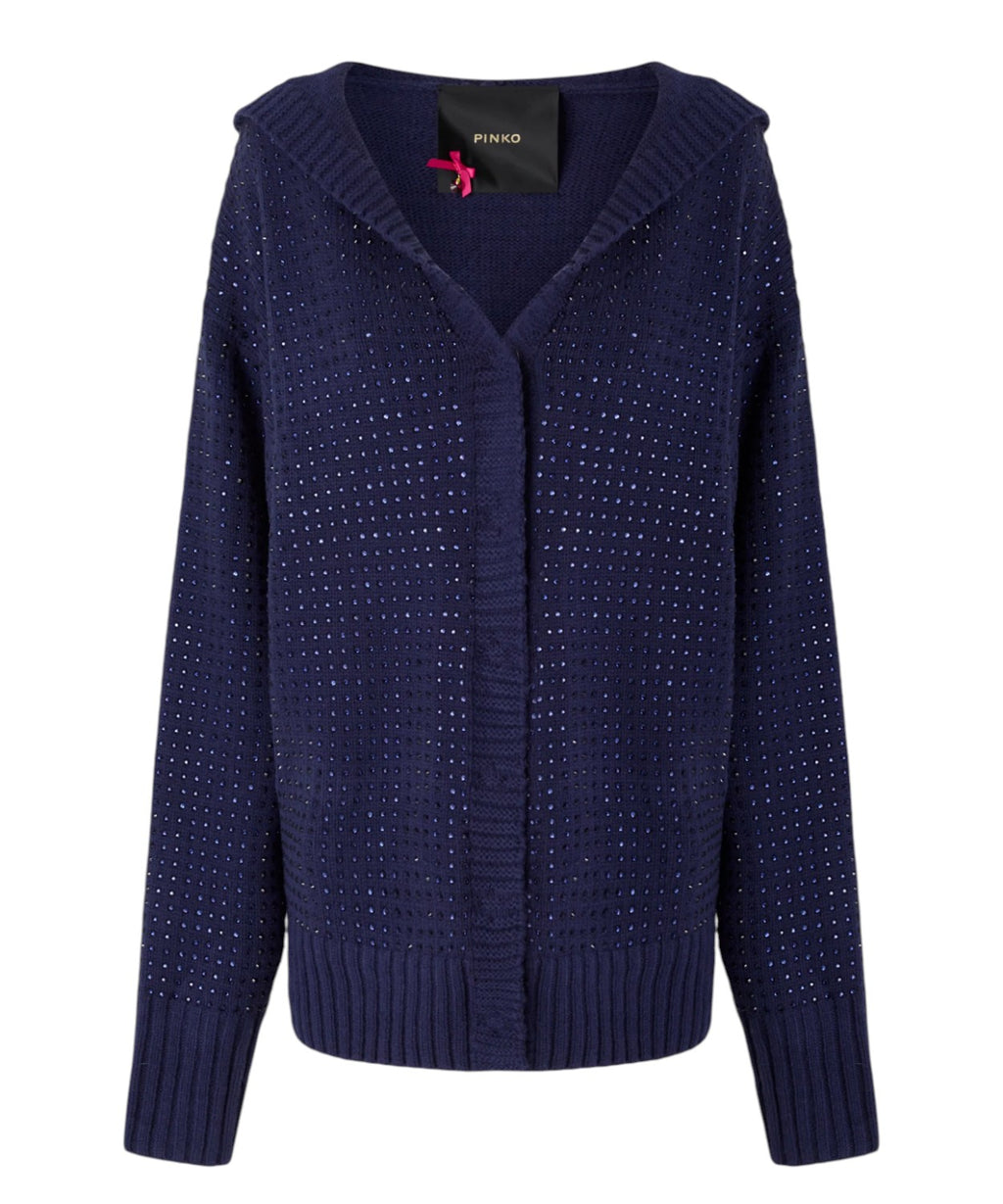 Cardigan donna oversize Pinko in misto lana con strass