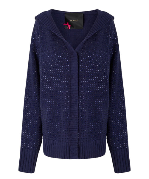 Cardigan donna oversize Pinko in misto lana con strass