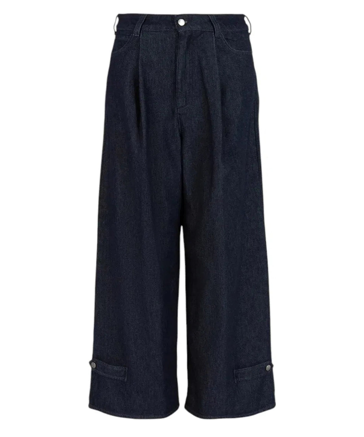 Jeans a vita alta con gamba ampia e pinces in denim rinse Icon-Jeans-Emporio Armani-Vittorio Citro Boutique