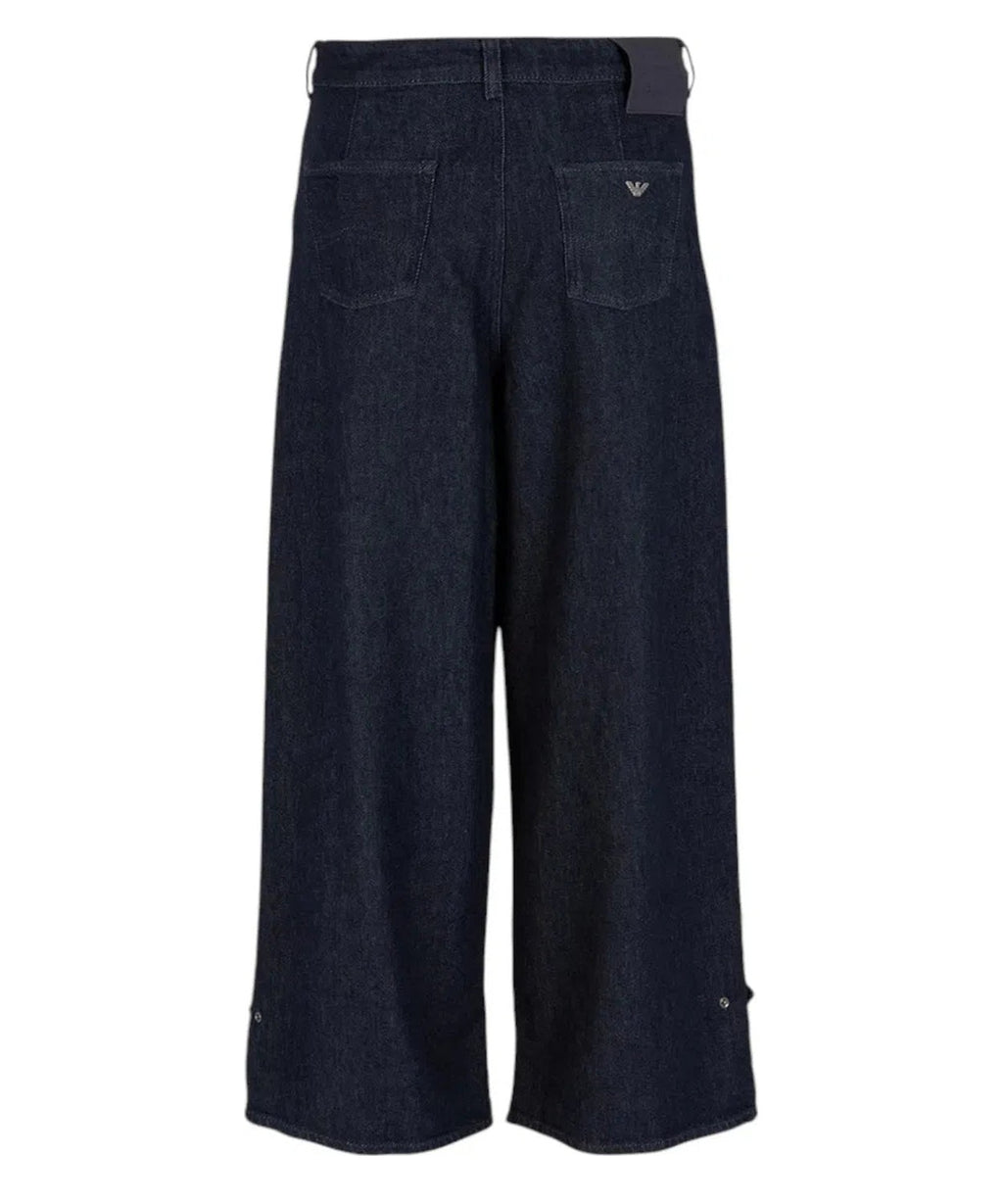 Jeans a vita alta con gamba ampia e pinces in denim rinse Icon-Jeans-Emporio Armani-Vittorio Citro Boutique