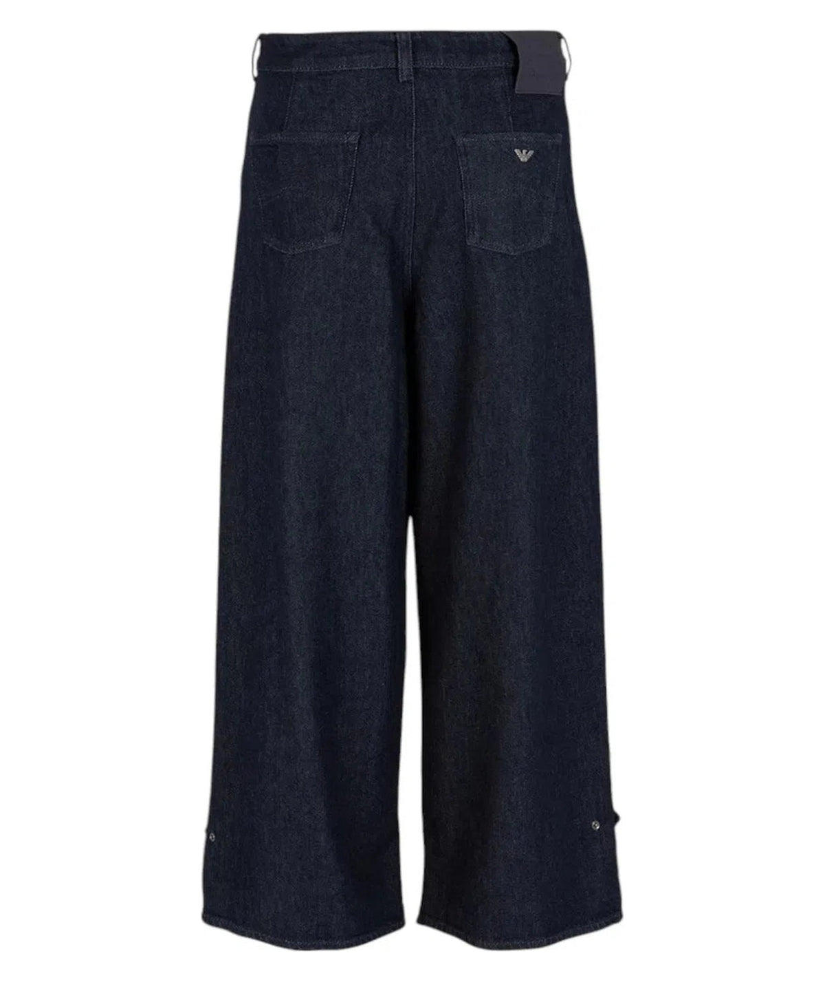 Jeans a vita alta con gamba ampia e pinces in denim rinse Icon-Jeans-Emporio Armani-Vittorio Citro Boutique