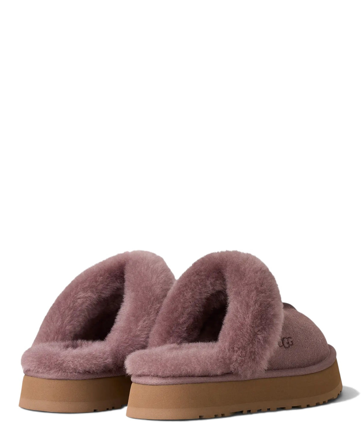 UGG Disquette Pantoletten aus Veloursleder und Lammfell mit Plateau