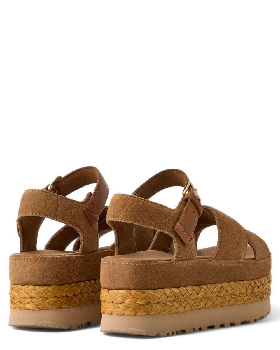 Sandali con Plateau in Camoscio e Rafia Aubrey Ankle Strap-Ugg-Sandali-Vittorio Citro Boutique