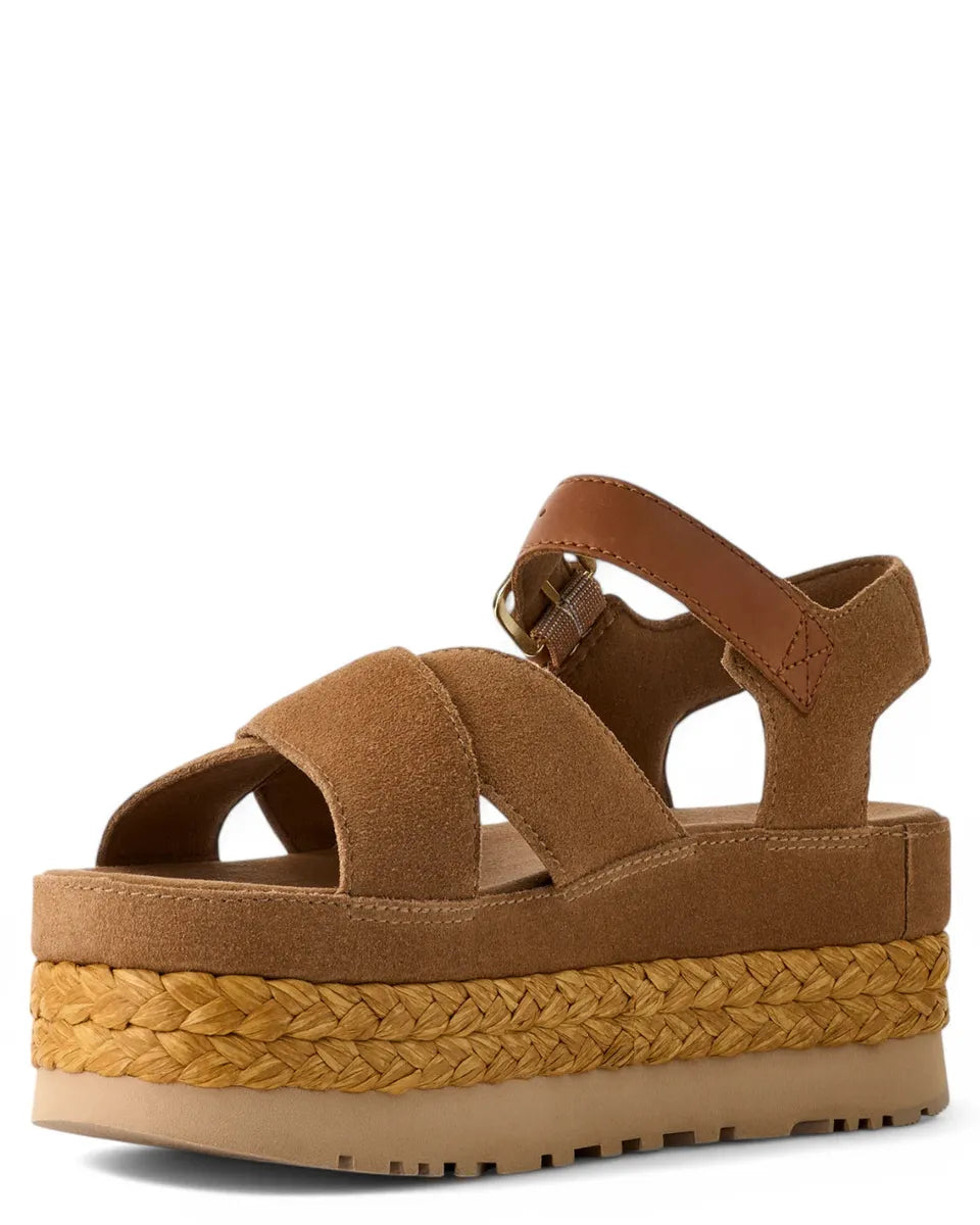 Sandali con Plateau in Camoscio e Rafia Aubrey Ankle Strap-Ugg-Sandali-Vittorio Citro Boutique