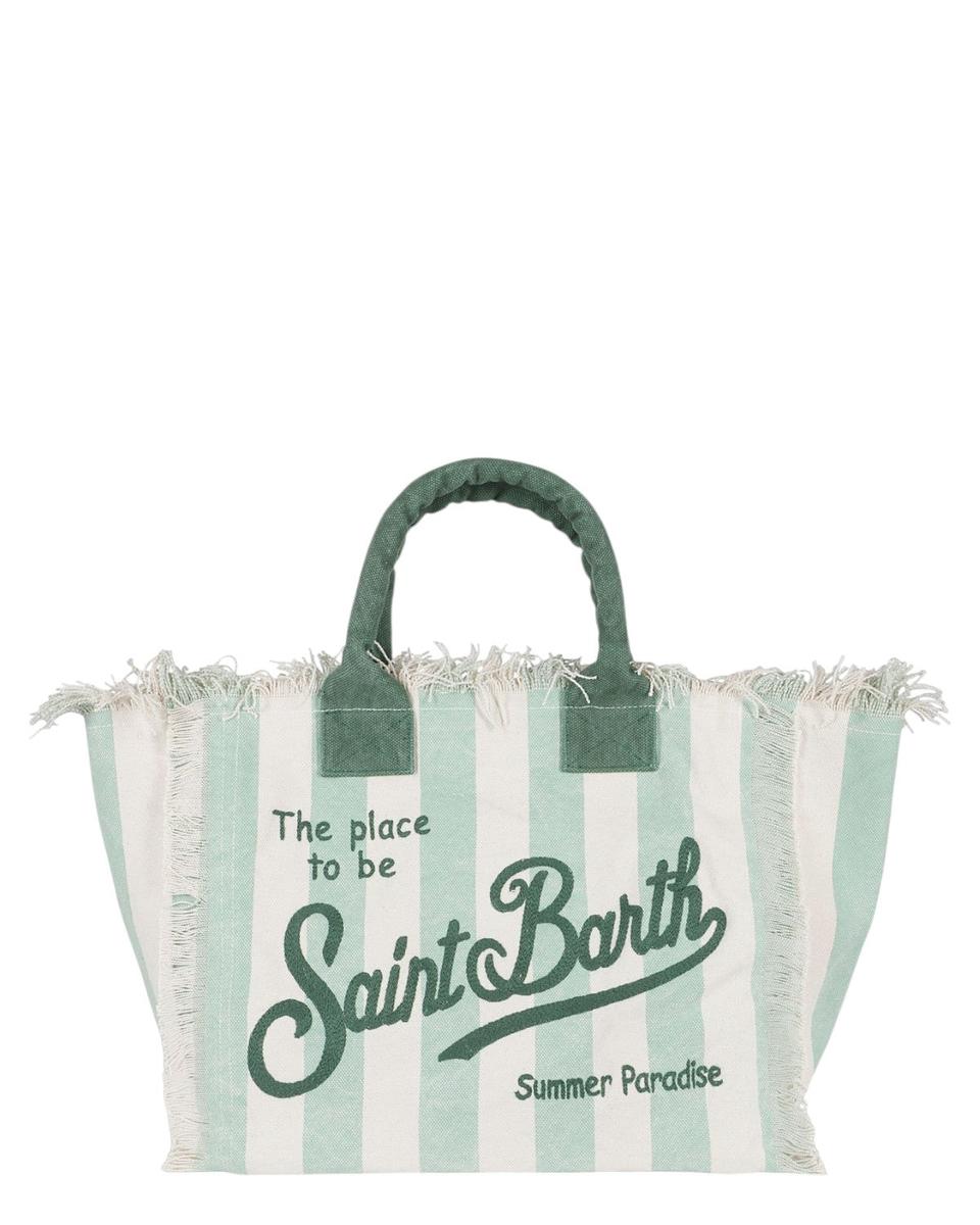 Borsa a Spalla Vanity in Canvas di Cotone a Righe Verdi-Mc2 Saint Barth-Borse a spalla-Vittorio Citro Boutique