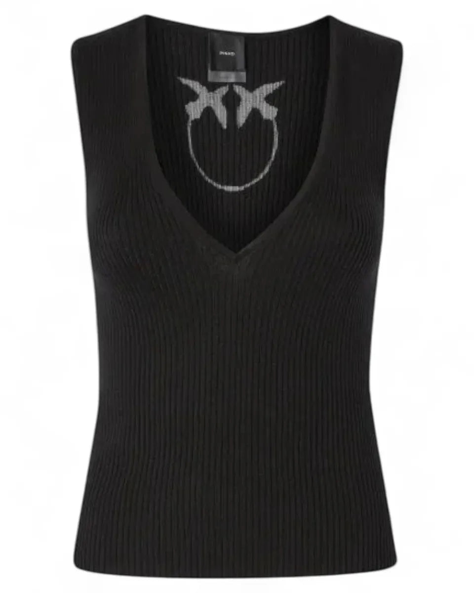 Top Slim Fit a Coste Scollo a V-Top-Pinko-Vittorio Citro Boutique