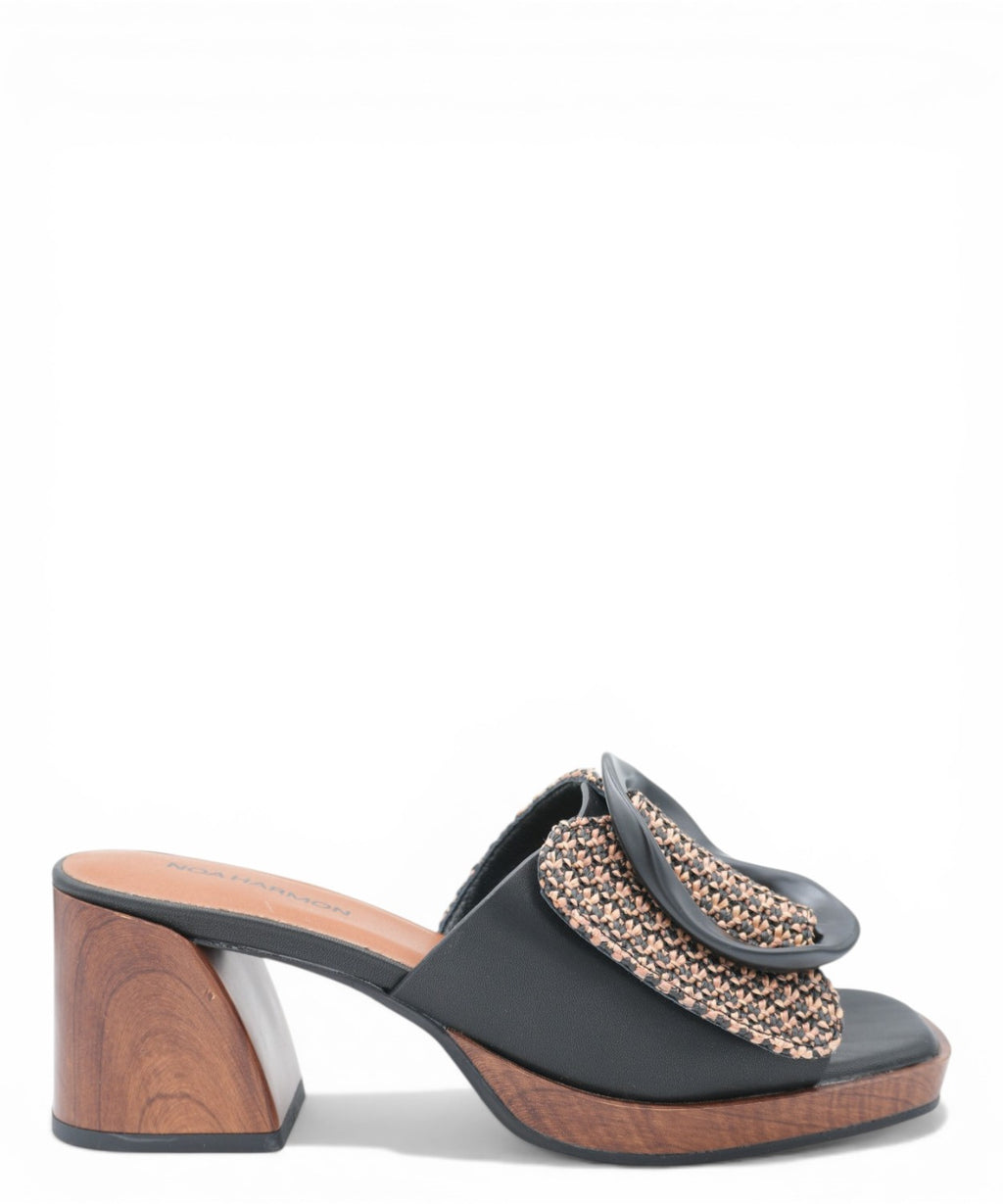 Mules ROSE Noa Harmon tacco legno fibbia intrecciata