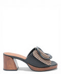 Mules ROSE Noa Harmon tacón de madera hebilla trenzada