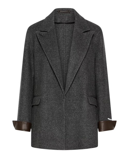Blazer Marella in Lana con Dettagli in Pelle per Donna