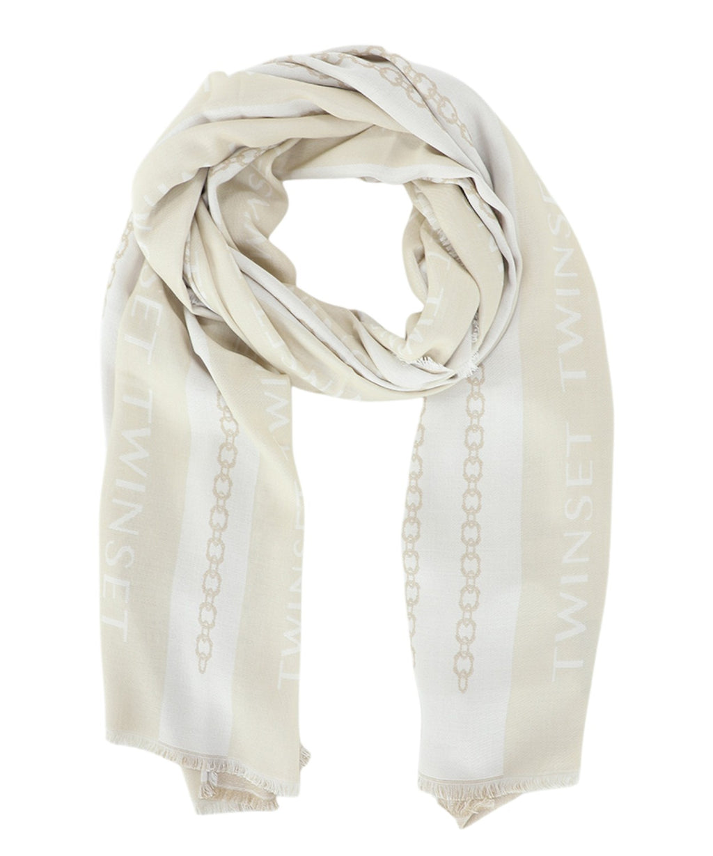 Sciarpa Twinset Logo con Frange e Fantasia