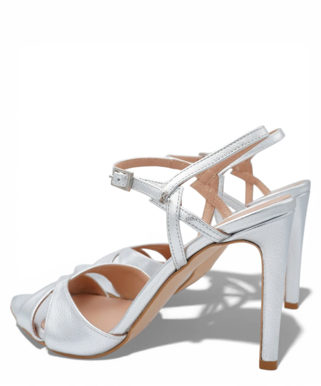 Omega Silver High Heel Sandals for Events