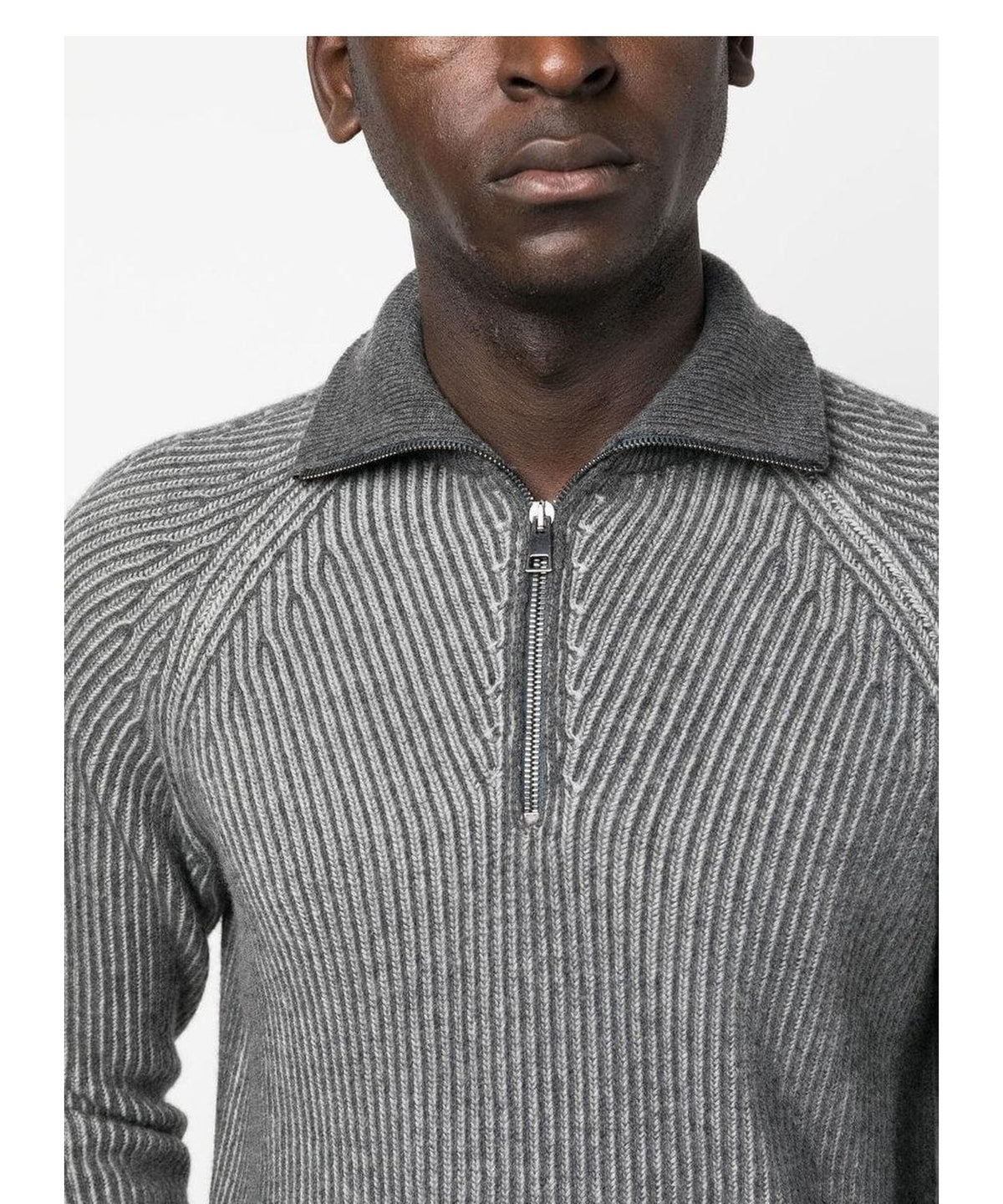 Maglia con mezza zip in maglia a costine - Vittorio Citro Boutique