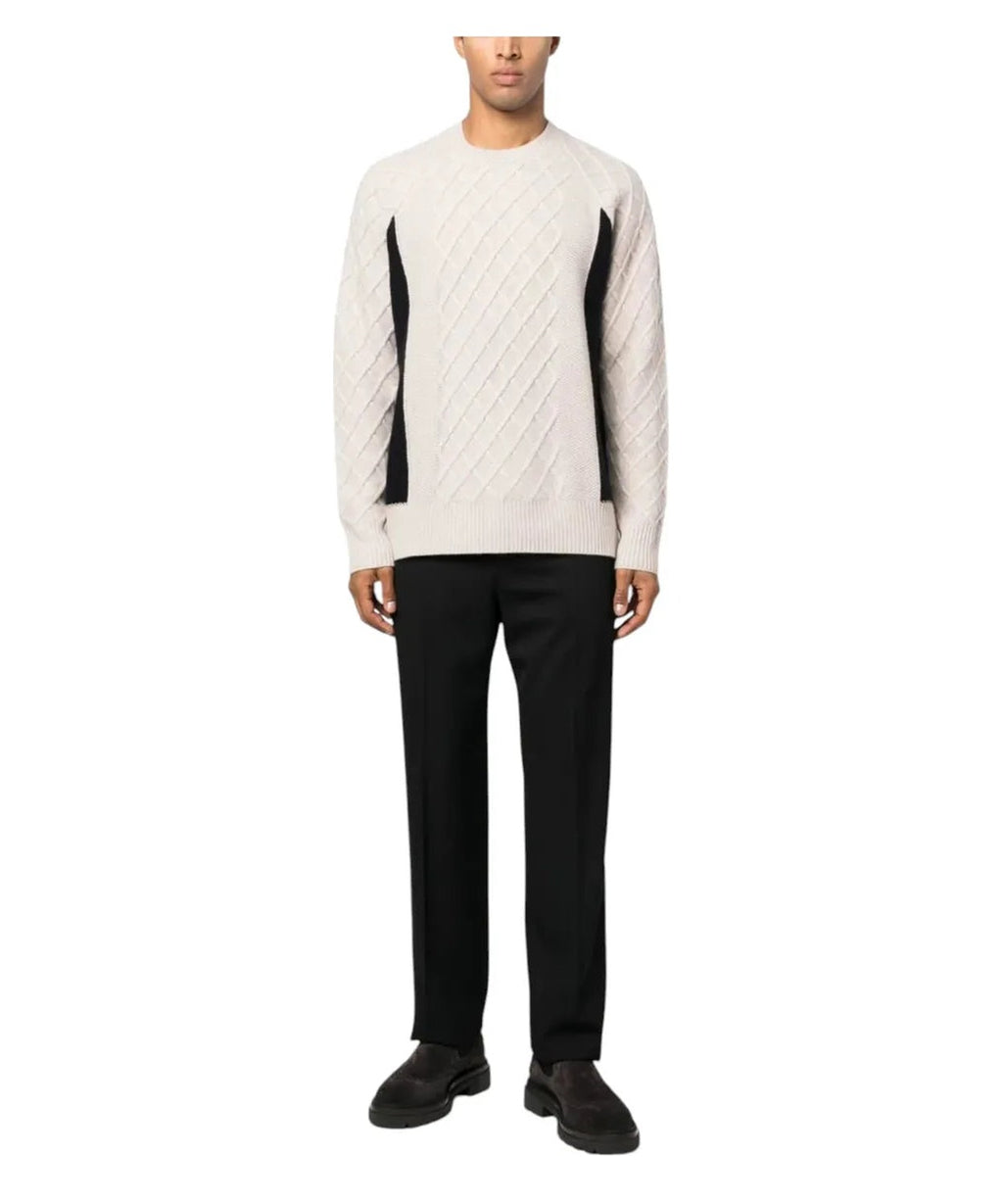 Maglione Emporio Armani in pura lana color-block con pattern a rombi-Emporio Armani-Maglieria-Vittorio Citro Boutique