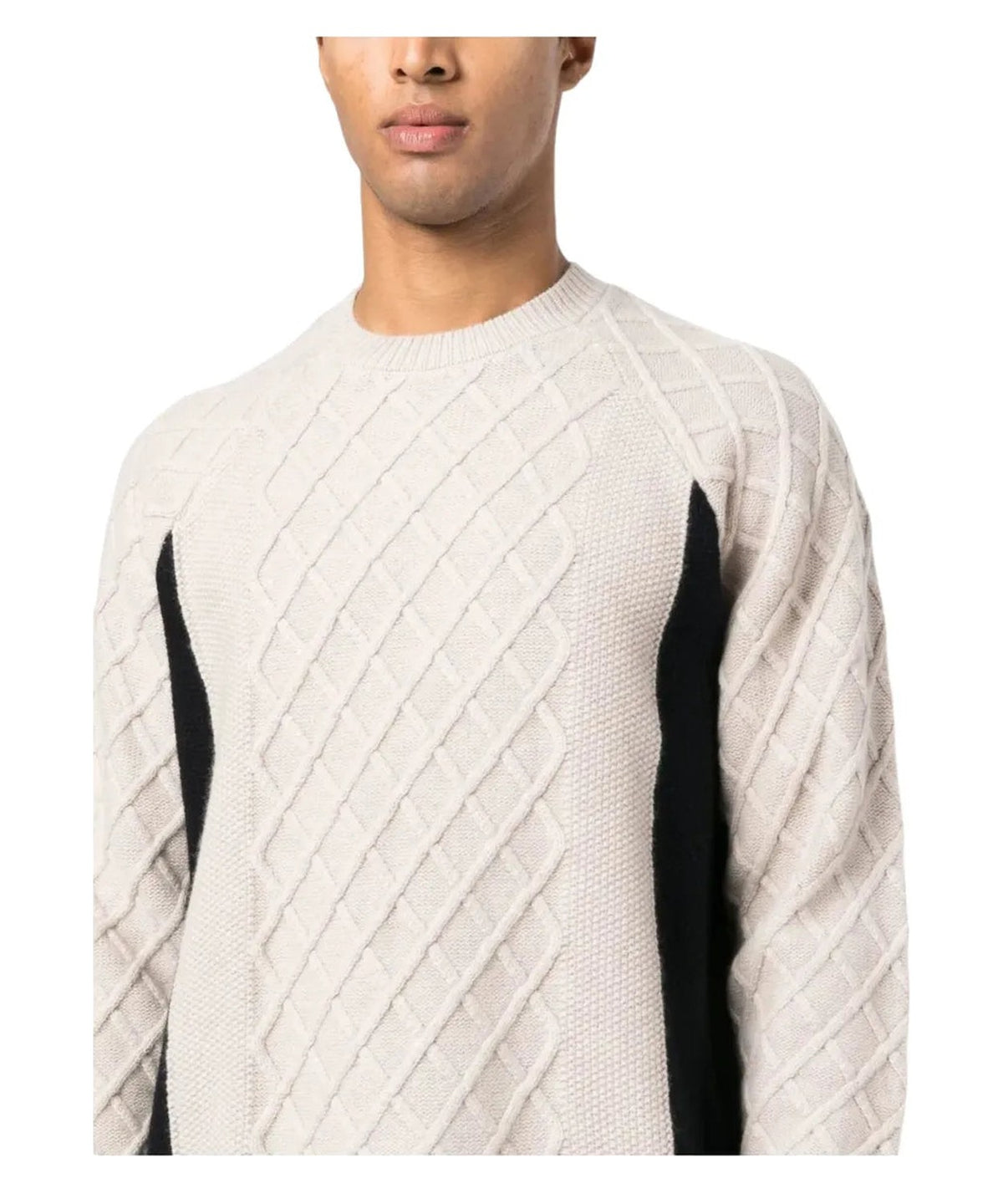 Maglione Emporio Armani in pura lana color-block con pattern a rombi-Emporio Armani-Maglieria-Vittorio Citro Boutique