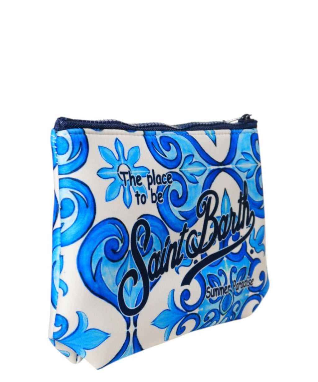 Aline MC2 Saint Barth clutch bag with logo and print
