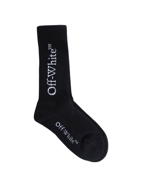Calzini Off White Metà Polpaccio in Cotone con Logo Jacquard