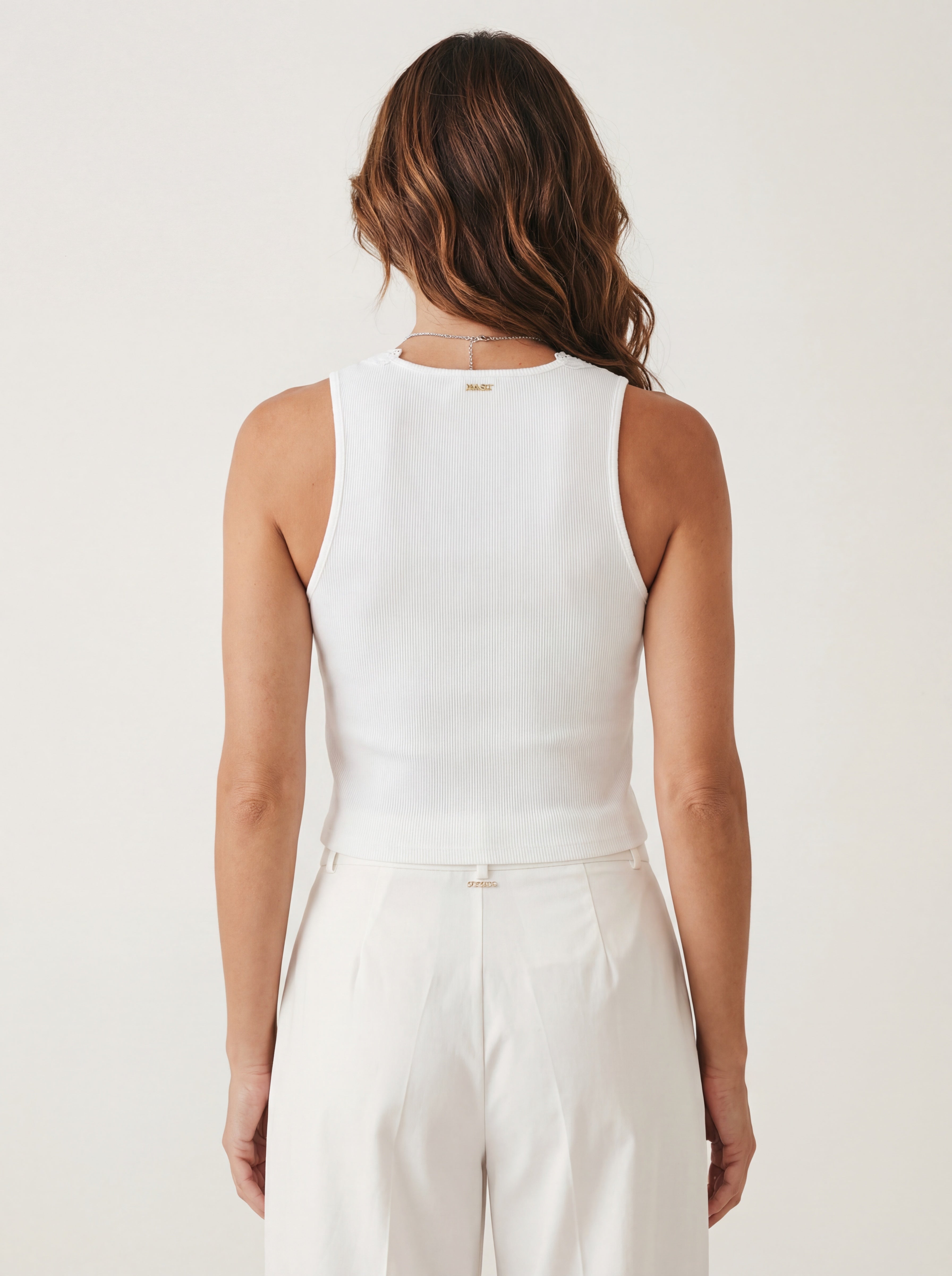 Canotta Donna Twinset a Costine con Pizzo e Macramè