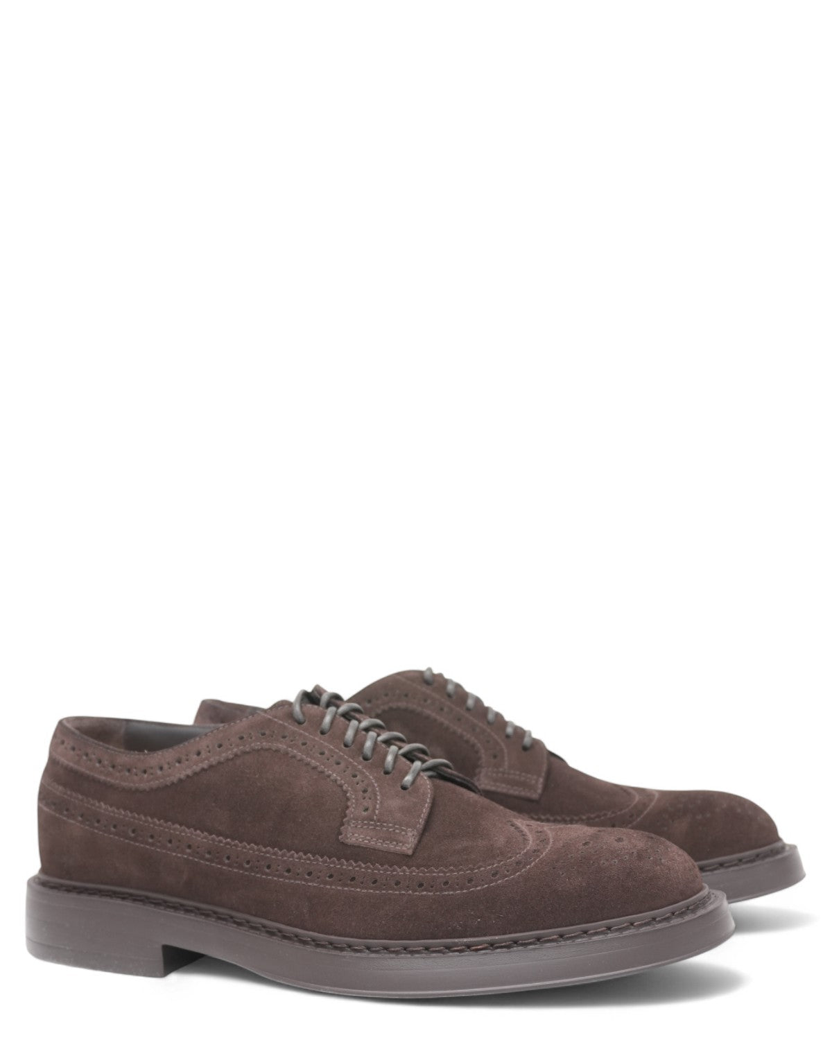 Scarpe stringate Derby in camoscio marrone da donna, stile classico Made in Italy, ideali per look eleganti e versatili FW26.