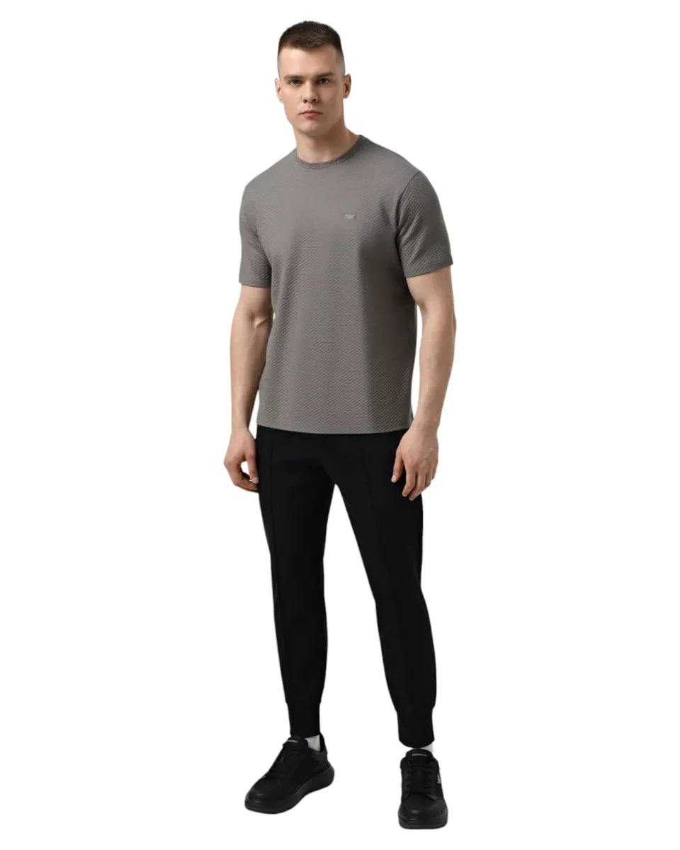 T-shirt in Jersey Jacquard 3D ASV con Motivo a Rilievo e Micro Aquila-T-shirt-Emporio Armani-Vittorio Citro Boutique