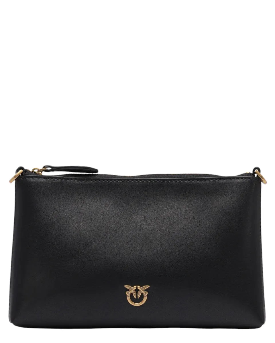 Borsa a Tracolla Piatta in Pelle con Logo Love Birds-Pinko-Pochette-Vittorio Citro Boutique