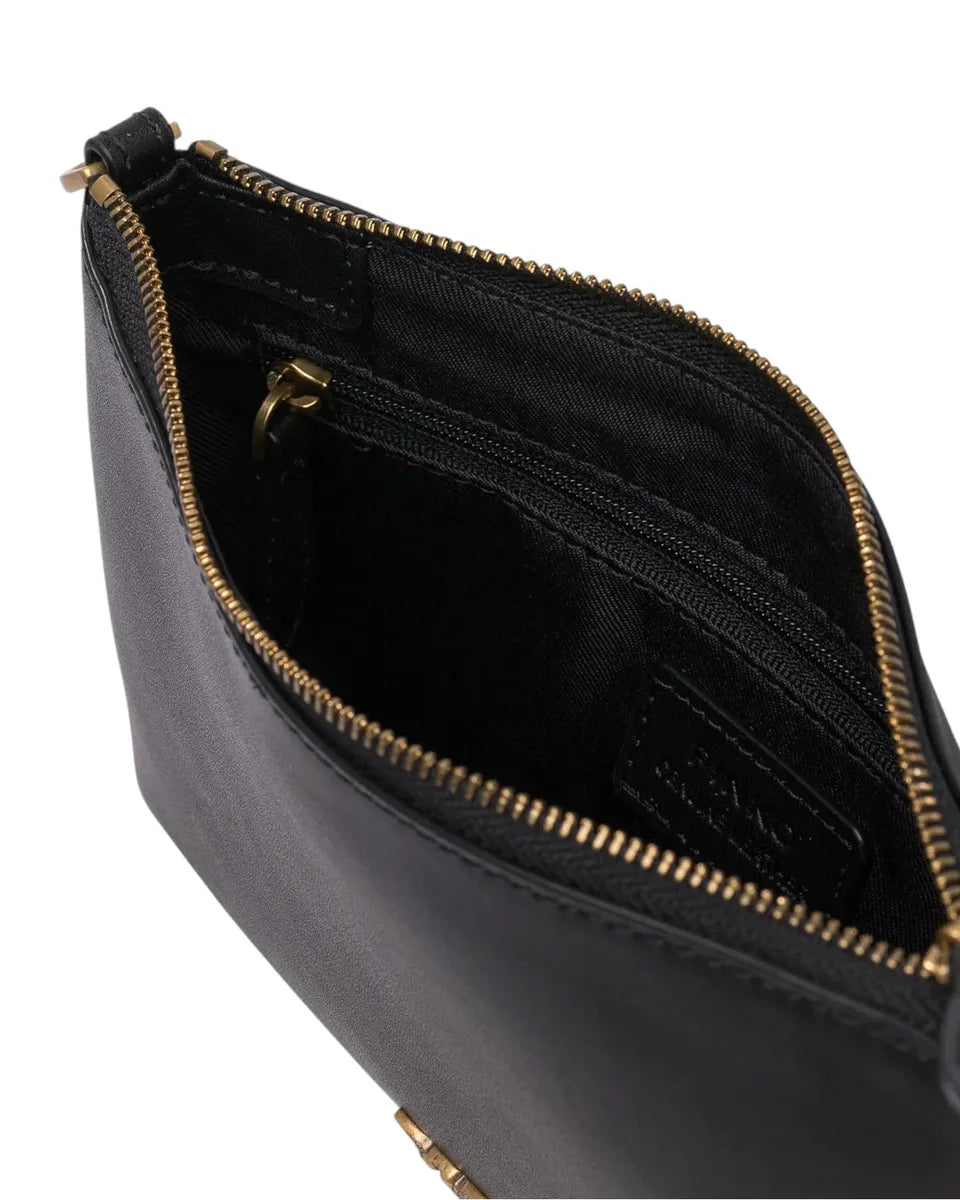 Borsa a Tracolla Piatta in Pelle con Logo Love Birds-Pinko-Pochette-Vittorio Citro Boutique