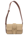Borsa a Tracolla Love One in Rafia Crochet con Fibbia Love Birds-Pinko-Borse a spalla-Vittorio Citro Boutique