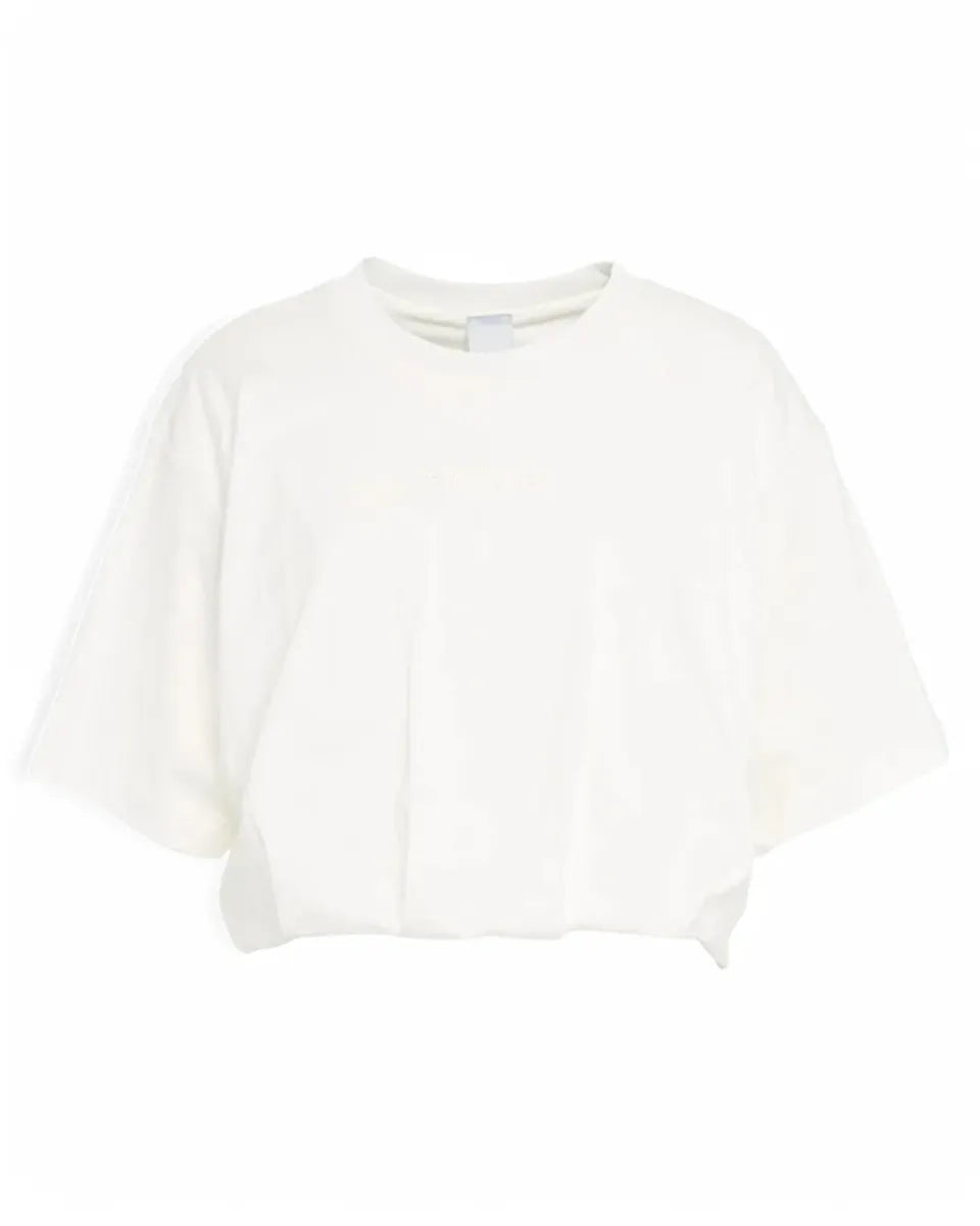 T-shirt Cropped Oversize con Ricamo Logo-Pinko-T-shirt-Vittorio Citro Boutique