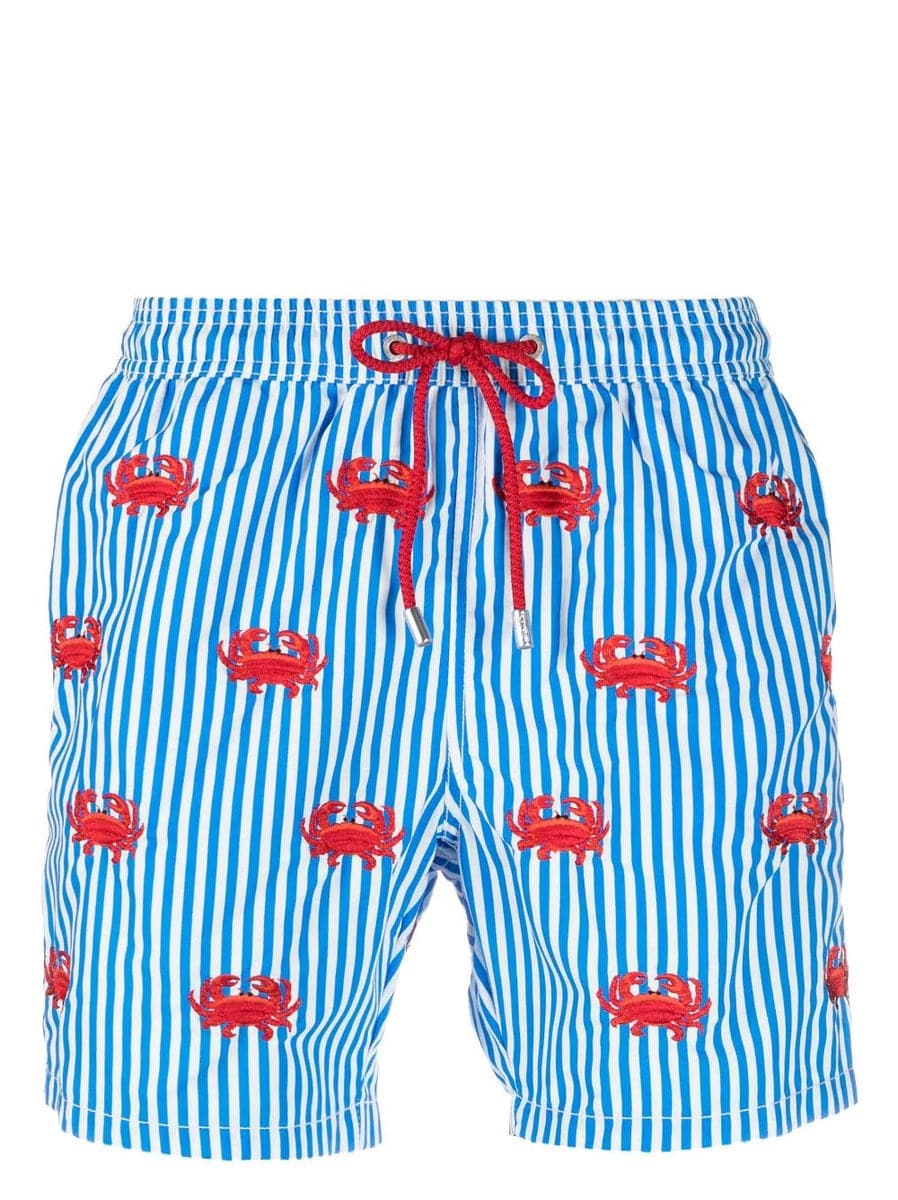 Shorts a righe con ricamo-Mc2 Saint Barth-Costumi da bagno-Vittorio Citro Boutique