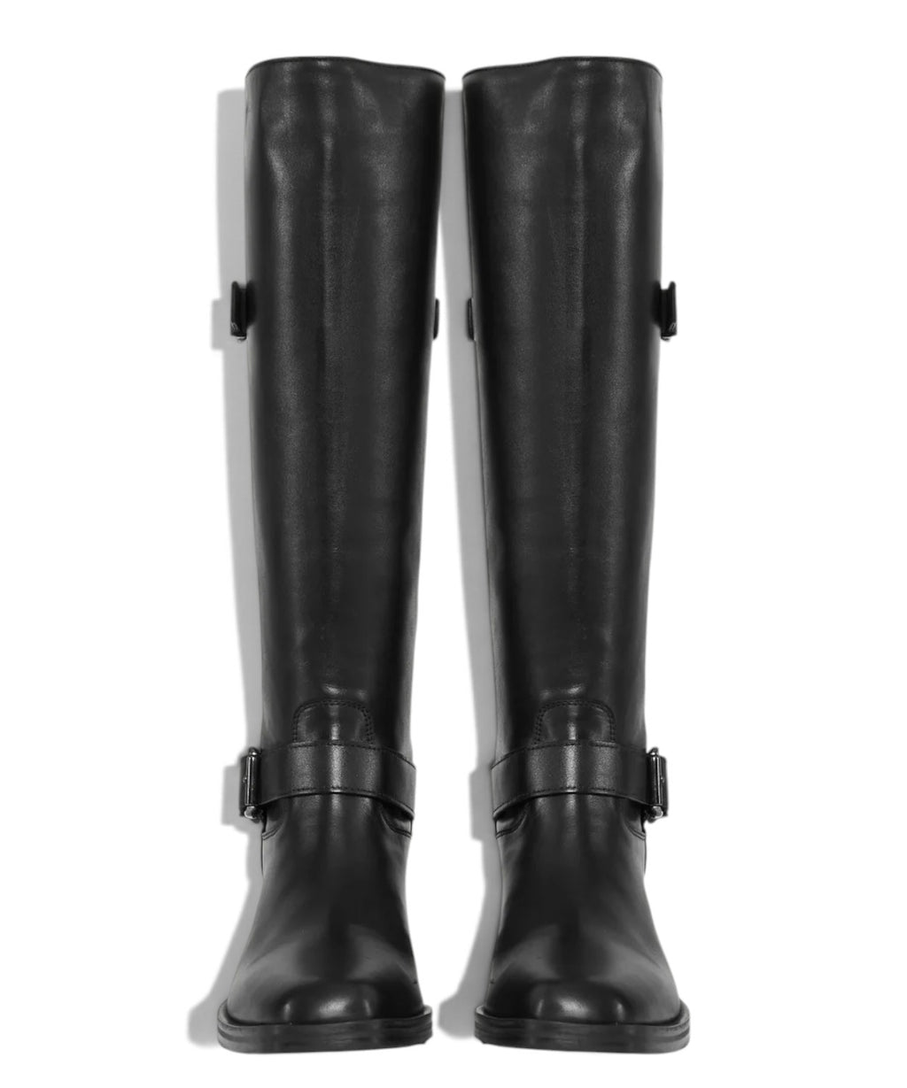 Archyve Women's Tall Leather Boots with Back Zip