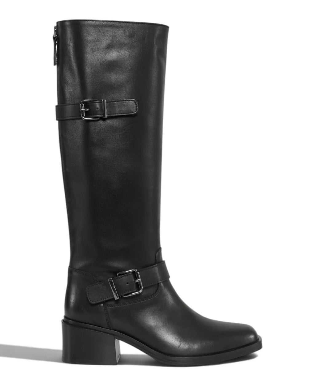 Archyve Women's Tall Leather Boots with Back Zip