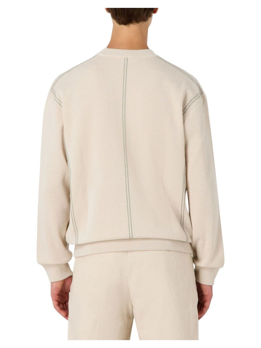 Maglione in misto lana vergine punto stoffa con righe jacquard effetto cordino-Emporio Armani-Maglieria-Vittorio Citro Boutique