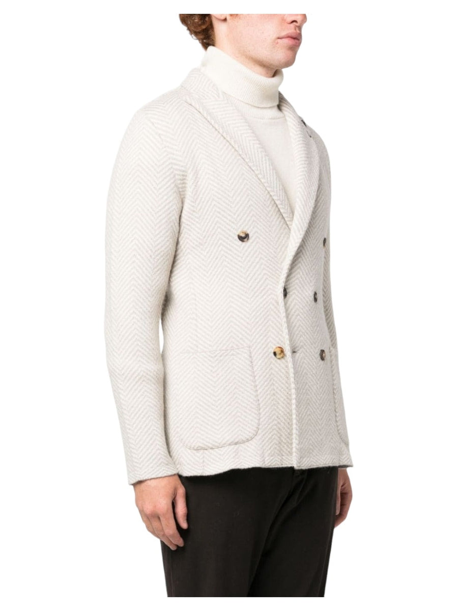 Blazer doppiopetto con motivo a spina di pesce-Lardini-Maglieria-Vittorio Citro Boutique