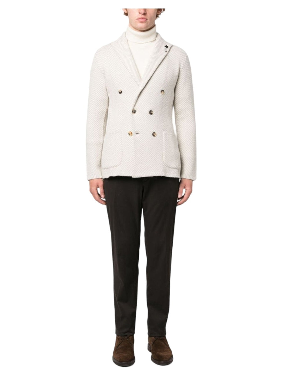 Blazer doppiopetto con motivo a spina di pesce-Lardini-Maglieria-Vittorio Citro Boutique