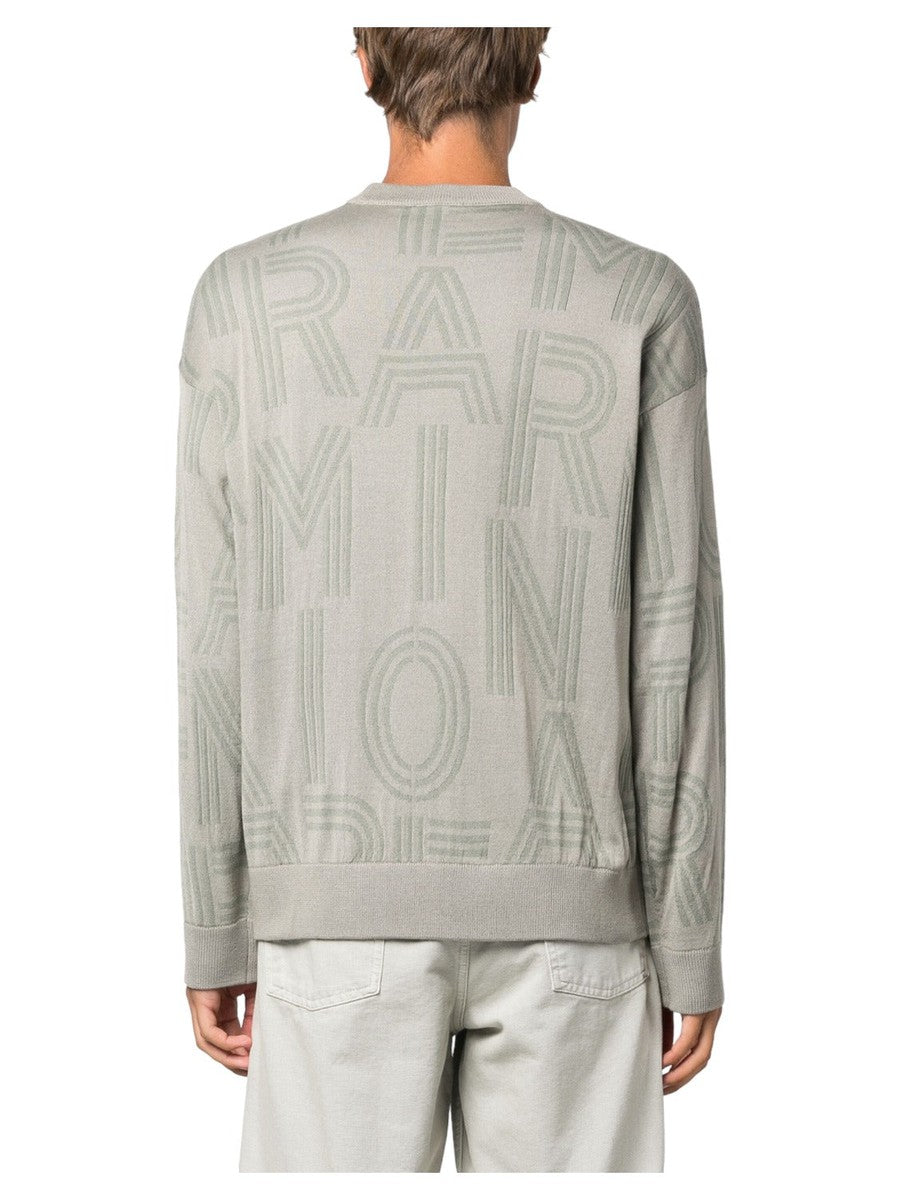 Maglione in misto lana vergine con logo jacquard all over-Emporio Armani-Maglieria-Vittorio Citro Boutique